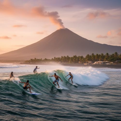 Surfista pegando onda em El Salvador