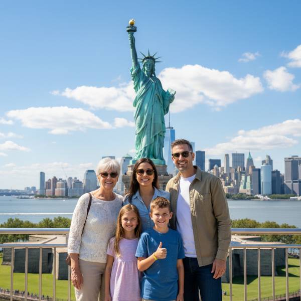 Família caminhando no Central Park durante o outono em Nova York.