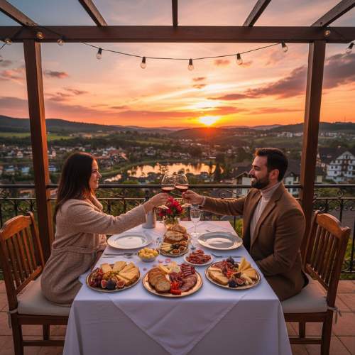 Degustação de vinhos no pôr do sol