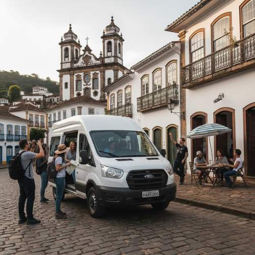 Carro percorrendo estradas sinuosas e belas paisagens mineiras